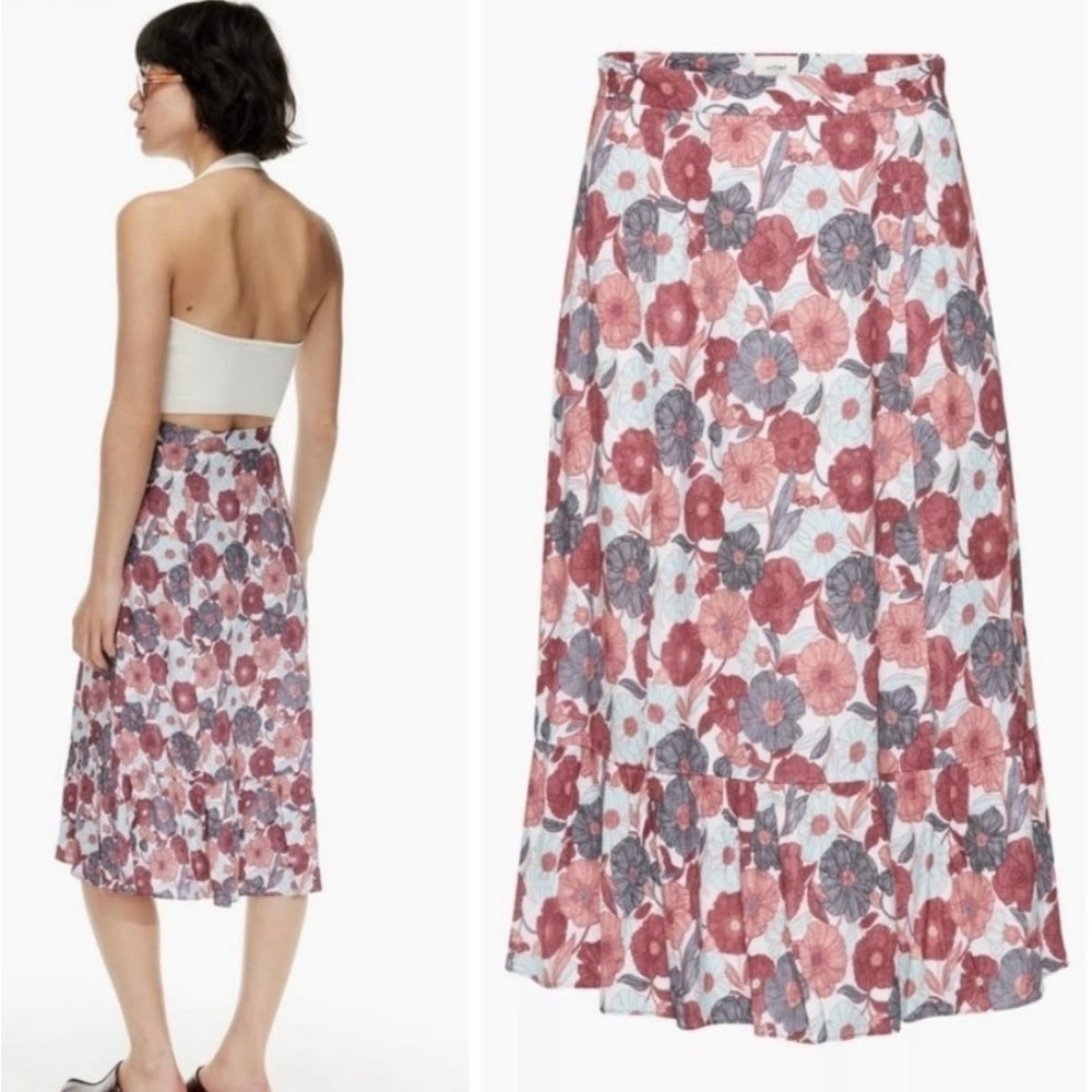 Aritzia Wilfred 12 Chariot Skirt 97775 Midi Floral Crepe